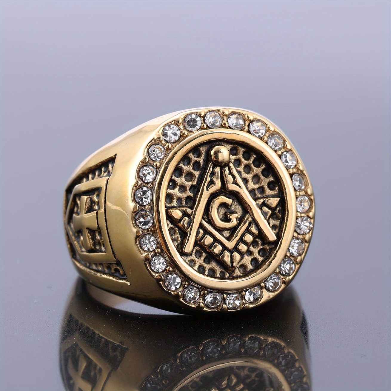 2pc classic boys ring freemason ring cool men hip hop personality