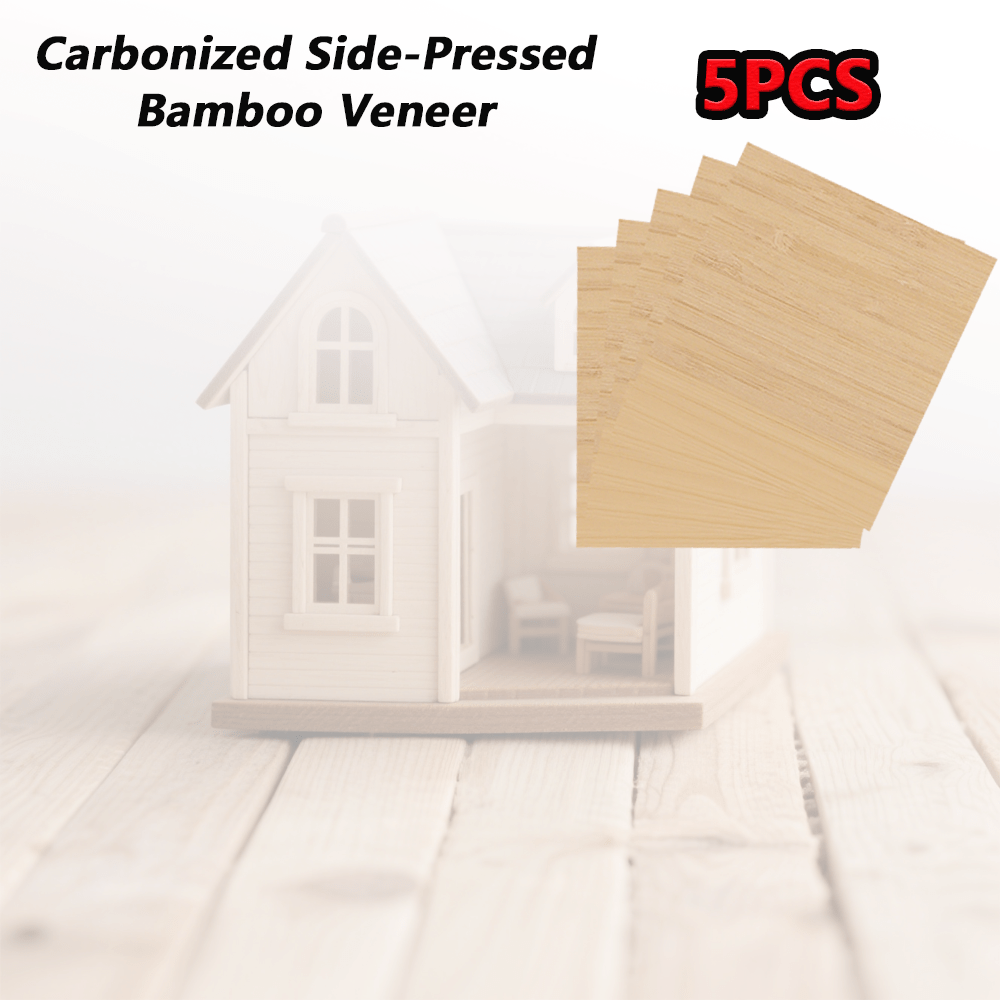 Image of 5pcs Bamboo Grain Wood Veneer Sheets - 0.5mm Thin Bamboo Material, Bamboo Grain Scale For Model Building, Dollhouse Floors & Walls, Miniature - Compatible With Tabletop Rpg Games & Dollhouse (no Glue