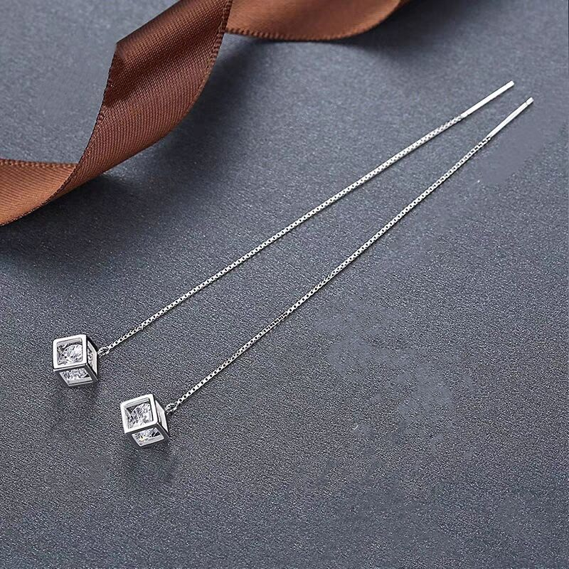 2pcs Unisex Temperament Cube Earrings with Synthetic Zirconia