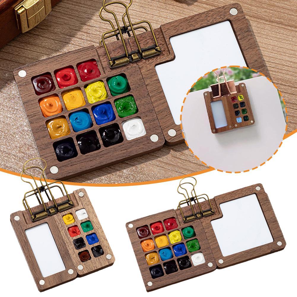 

Portable Mini Wood Sketchbook Palette, 8/15 Grid Travel Watercolor Case For Drawing - Box (colors Not Included), Sketchbook Palette