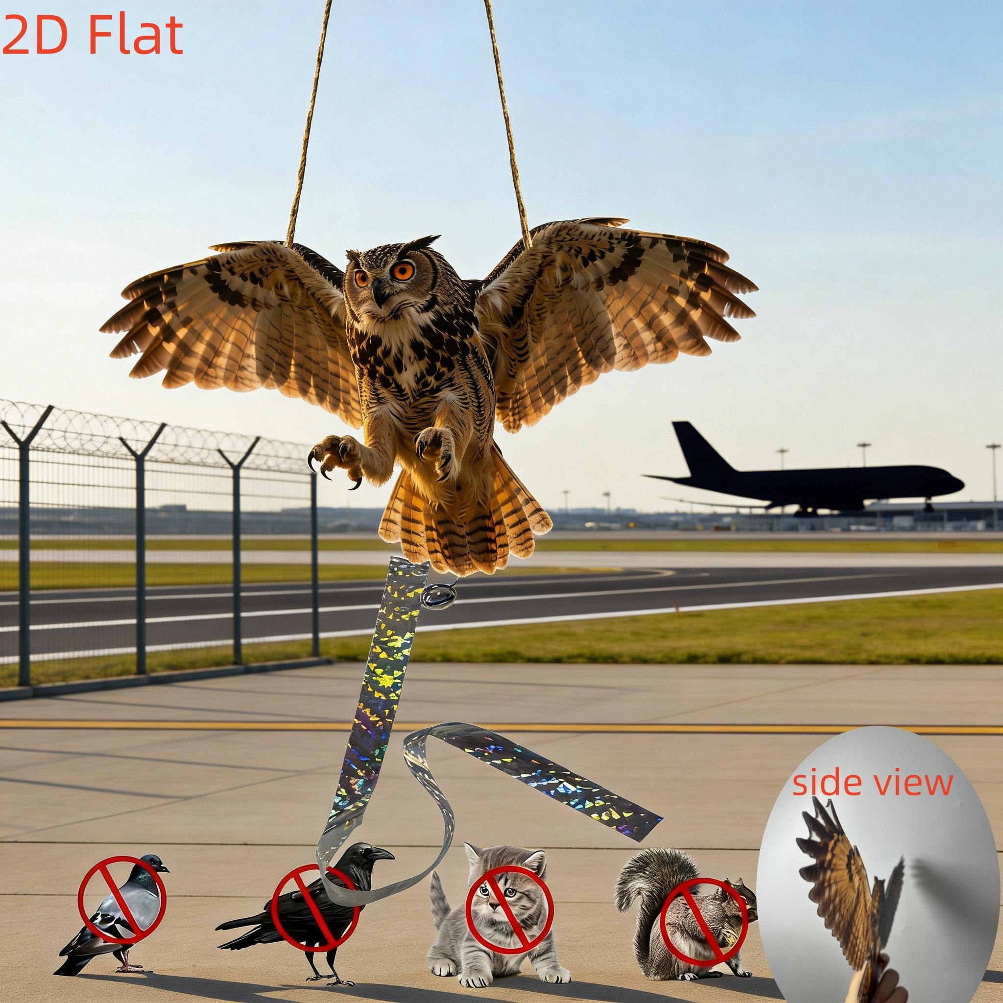 TEMU 2d Flat, 1pc Realistic Hanging Bird Repeller - Reflective Tape And Bell, No Electricity Needed, Individual Plastic Bird Repeller For