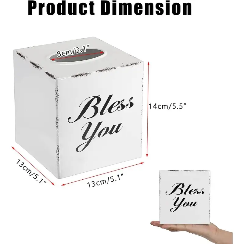 tissue box cover decorative cube holder with open bottom elegant text for living room bathroom office tabletop housewarming wedding gift white office accessory accessory sleek home decor item interior design enthusiasts Product details 3