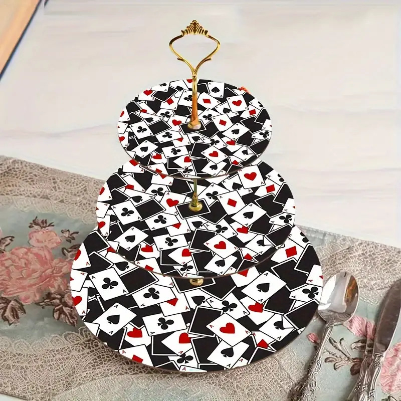 TEMU A 2d Flat Wooden Tray Featuring A Poker Pattern, Suitable For All - Its Unique Irregular Shape It Perfect For Weddings, Birthdays, Holidays
