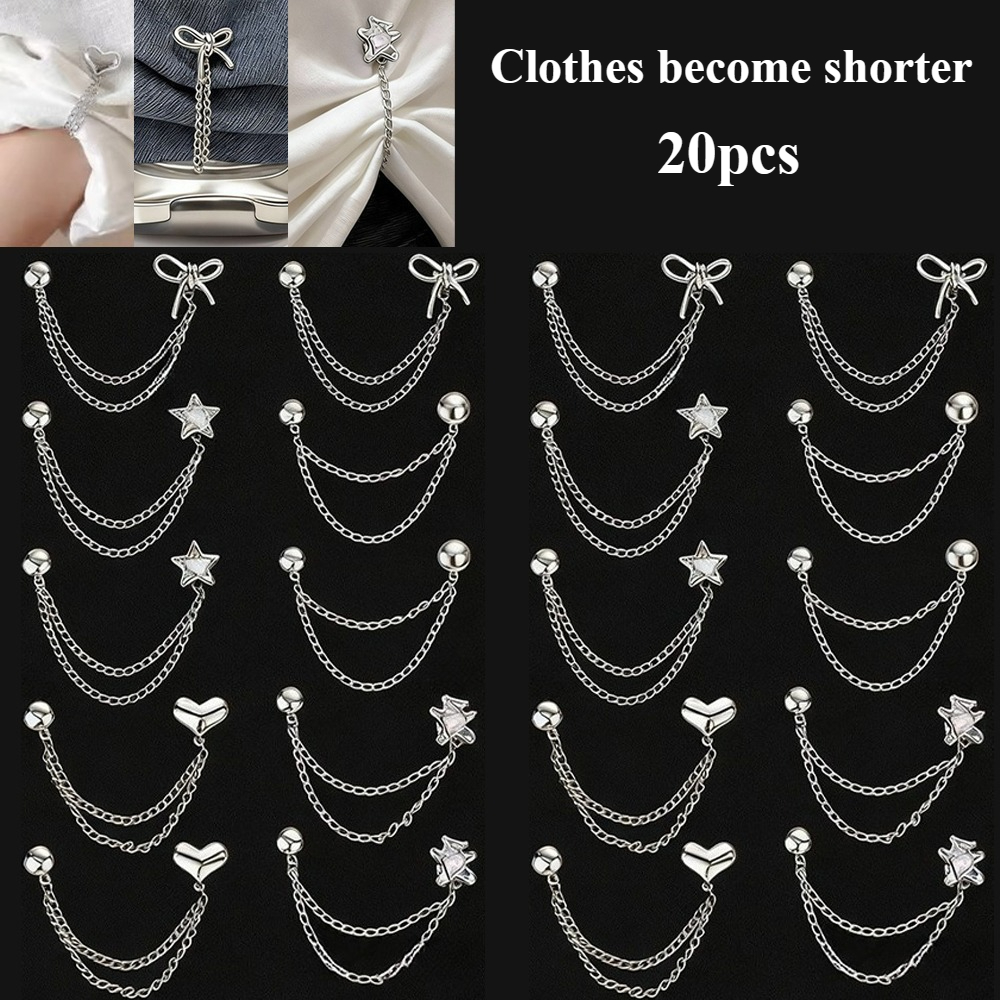 TEMU 20pcs Set Of Clothing Shortening Tools, Decorative Button Chains For The Hem Of Clothes And Pants, Fixed, Metal Durable Invisible Pins,