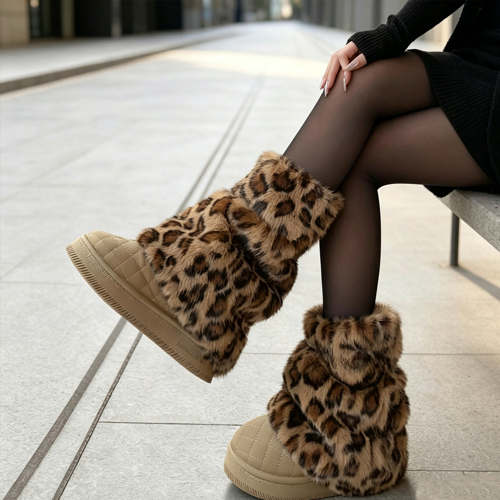 TEMU 1 Paire de Chauffe-Jambes Doux pour Femmes, Nouveauté, Imprimé Léopard - Accessoire de Mode Tendance Y2K Street Style, Couvre-Jambes Moelleux
