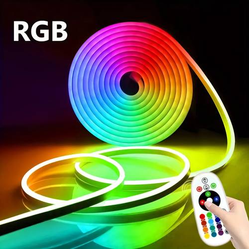 lqhzmyy flexible neon led strip light 100 500cm 39 3 196 8inch rgb multi color for diy shaping remote control batteries not included used for home decoration and party atmosphere creation