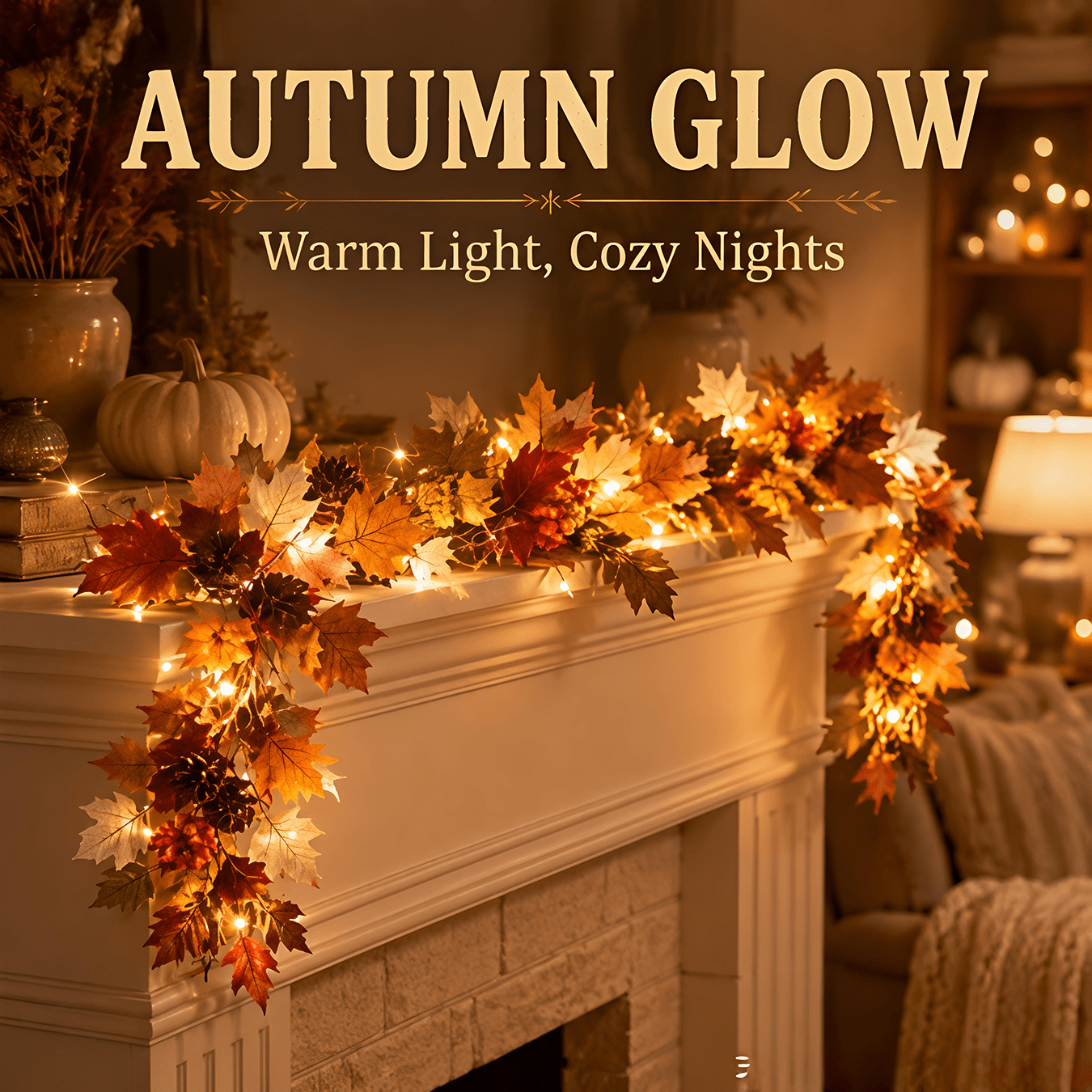 TEMU 1pc Multicolor Maple Leaf, Pine Cone, Shaped Led String Lights, 35pcs Led Beads Battery Powered, On And Free Switching, /70.86in, Suitable For