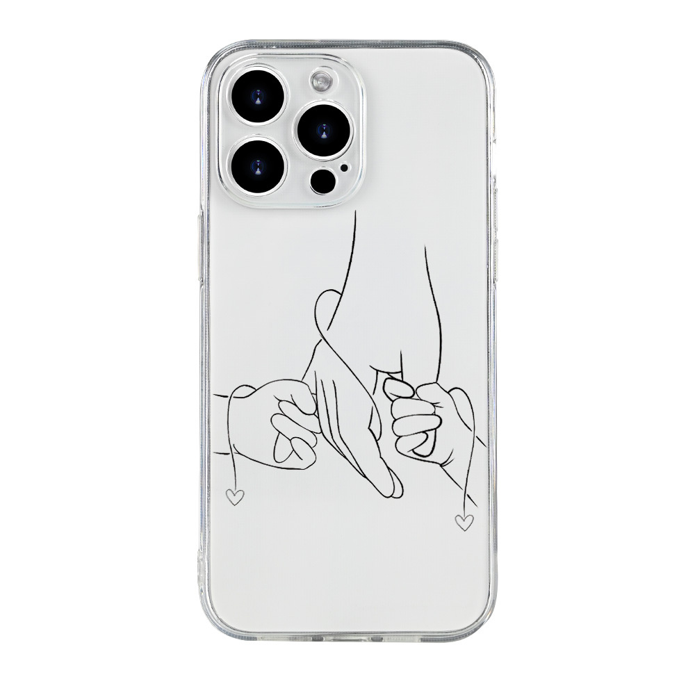 TEMU Phone Case - Hand-in-hand Love Heart Pattern 's And Women's Anti-fall Phone Case Phone Cover For For Iphone