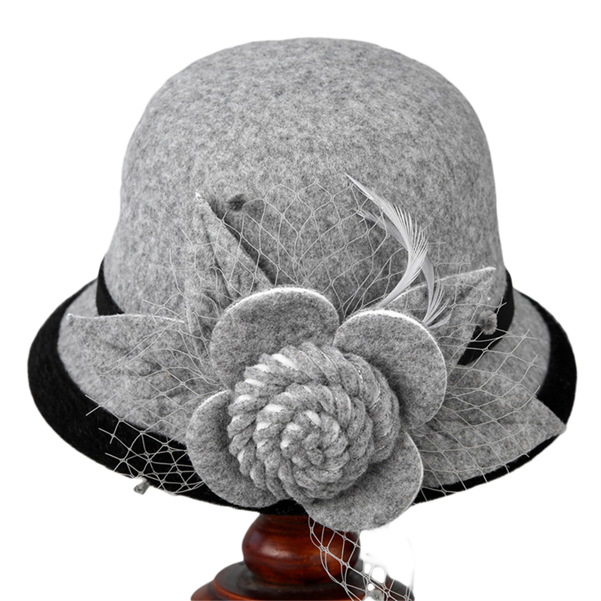 sachin and babi light blue dress women vintage felt flowers bucket cloche bowler hat church