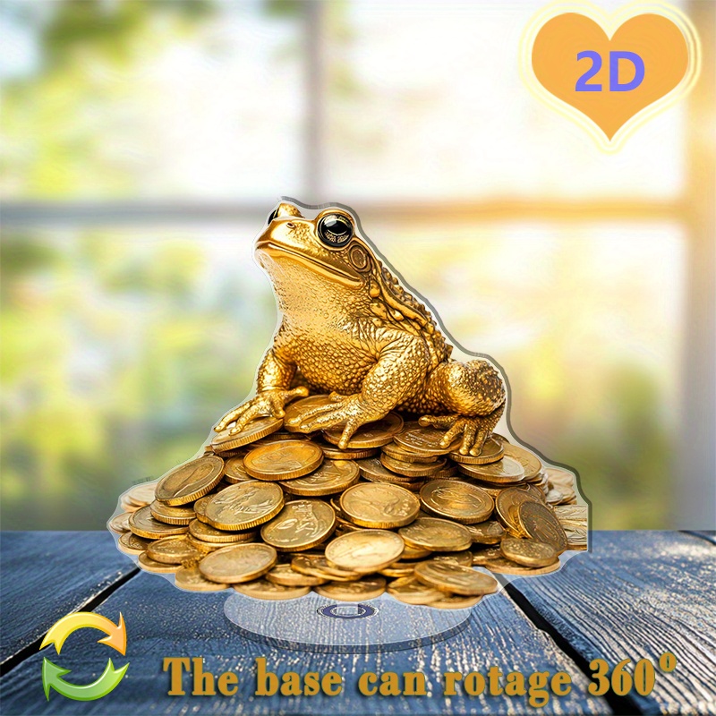 2d Flat Rotatable Acrylic Desktop Ornament - Coin-top Design, Attracting Wealth And, Indoor Outdoor Home And Office…: retailer-supplied image