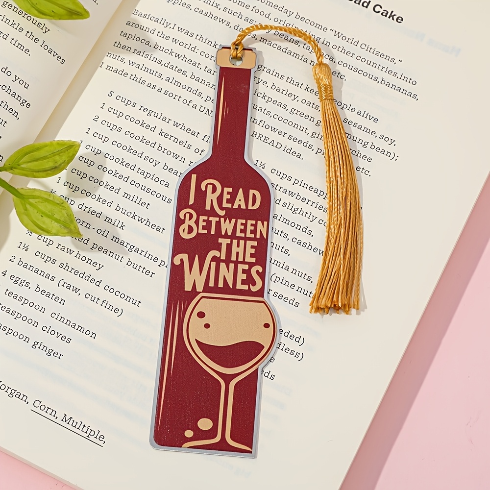 wine themed acrylic bookmark with tassel suitable for readers   wine lovers wine page markers for books gifts for book clubs libraries daily use for office reading