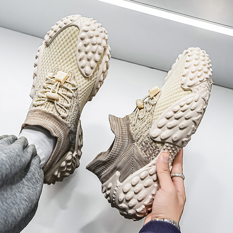 Lightweight And Breathable Low-Top Casual Chunky Sneakers, Versatile Men'S Knit Casual Chunky Sneakers Trendy Shoes