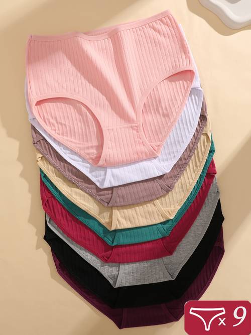 9 pack womens ribbed underwear soft breathable briefs