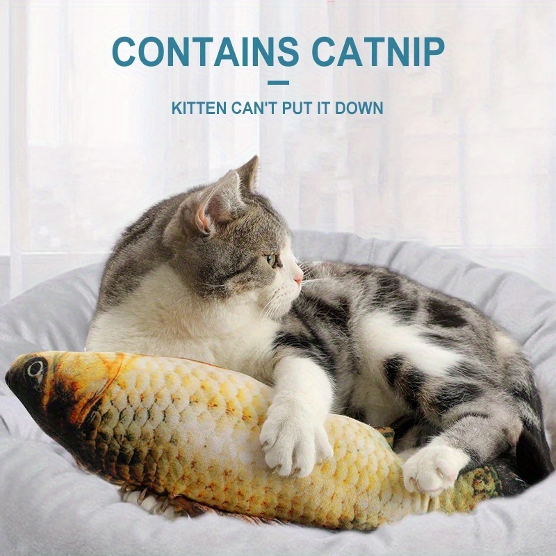 TEMU Cat Toy Fish Pet Chewing Toys Kitten Plush Simulation Fish Toys Cat Sleeping , Without Battery