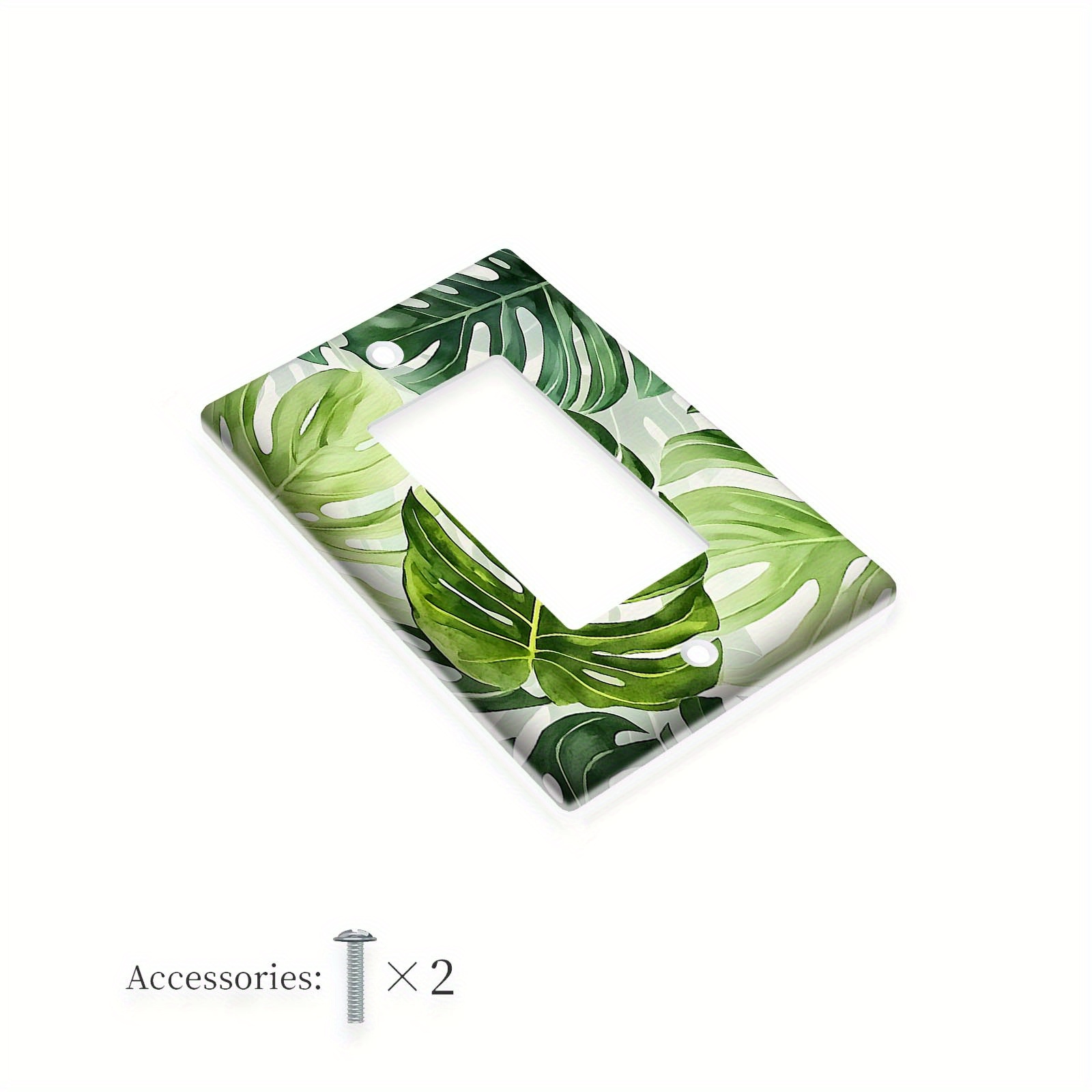 TEMU 1pc Plaque de Commutation de Lumière Décorative Plante Verte d'Été 1 Gang/2 Gang, Couvercle de Prise Électrique, Plaque de Visage de Prise pour