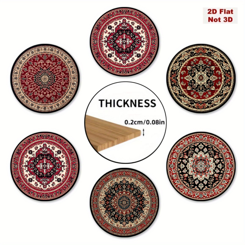 6 Traditional Style Wooden Coasters, Non-slip And Heat-resistant, Lightweight And Absorbent, Suitable For Home, Office And Party Beverage Coasters, A Nice Decoration