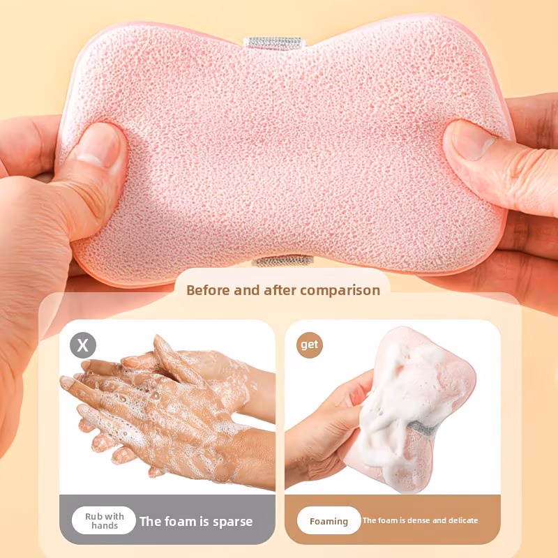 2pcs 1pc soap bag and loofah net random colors and 1pc macaron hook random colors with soap storage pocket simply place soap inside wet and quickly generate rich foam elastic and fixed on hand Product details 2