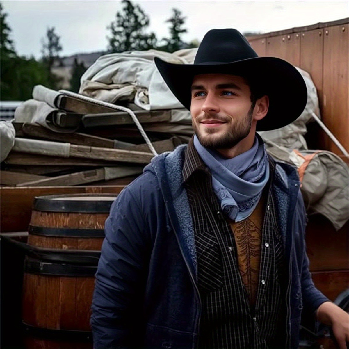 unisex felt western cowboy roll up brim fedora with belt vintage