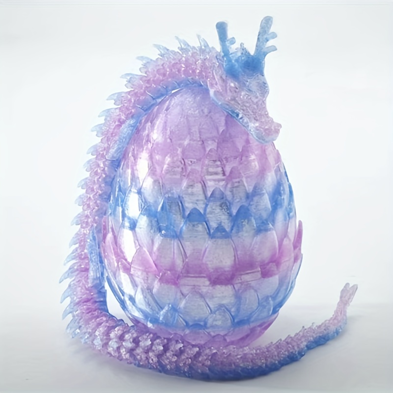 TEMU Œuf de dragon amélioré imprimé en 3D + Ensemble de jouets de dinosaure chinois, Œuf de 18 cm + Dragon de 60 cm / Œuf de 9 cm + Dragon de 30 cm,