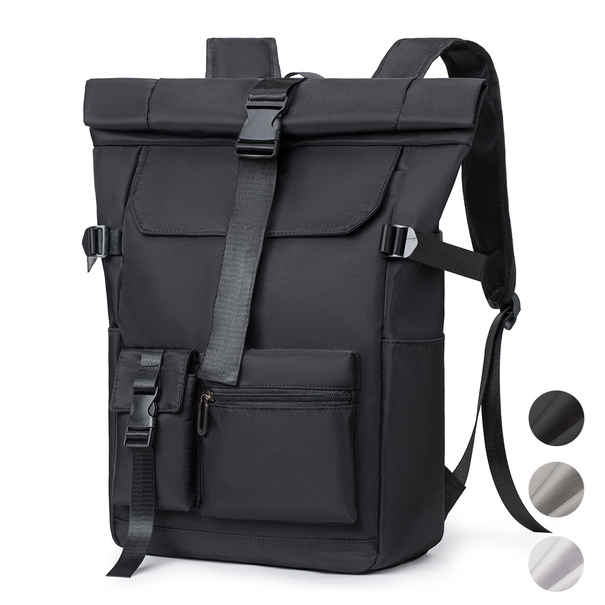 Image of 20l/ 26l Backpack For Men, Women, Students, Lightweight Roll Top College Schoolbag, With Anti-theft Zipper, Easy Outdoor Travel Sport Daypack Knapsack