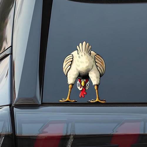 calcomanía de vinilo de pollo divertido 2d , 1 pieza - pegatinas autoadhesivas impermeables de animales de granja con ojos expresivos y , diseño de pollo de dibujos animados para autos, laptops, calcomanías para parachoques, decoración de laptop, diseño , calcomanía