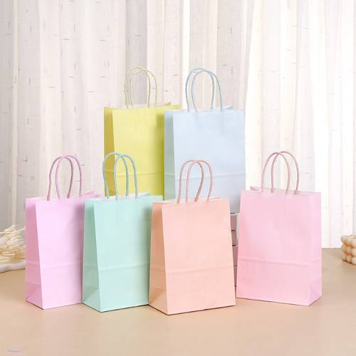 24pcs pastel paper gift bag with handle colorful gifts for party christmas valentines day teen birthday