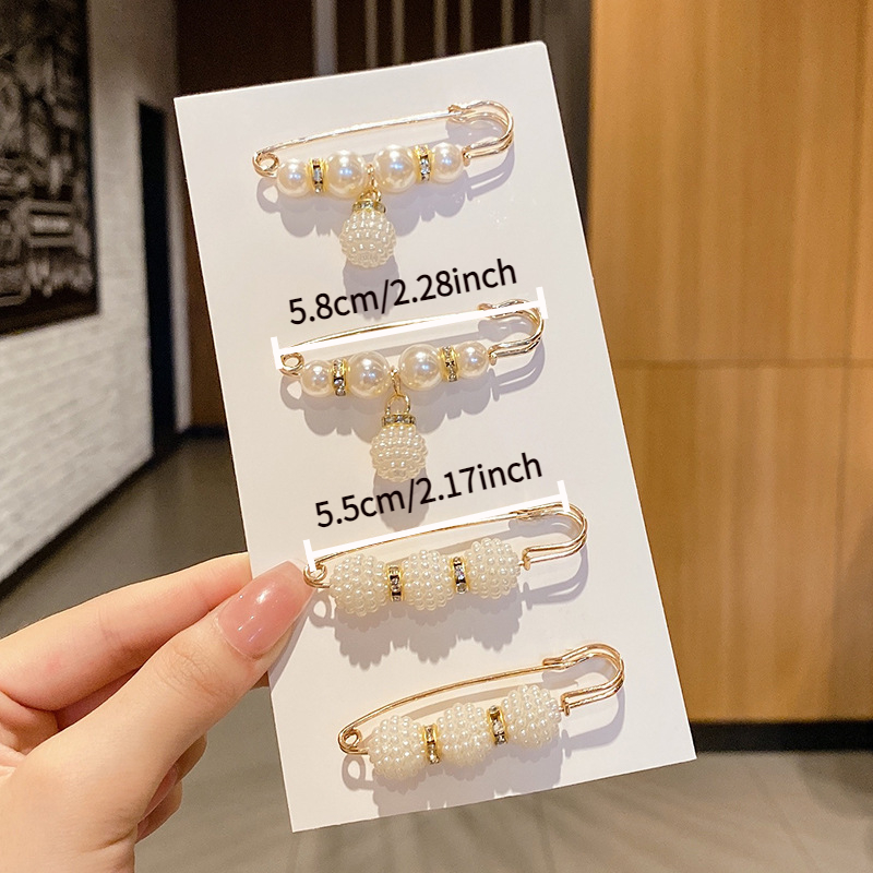 TEMU 4pcs Elegant Brooch Set- Versatile Fashion Accessory For Dresses, Hats, And Shawls| , Alloy/plastic
