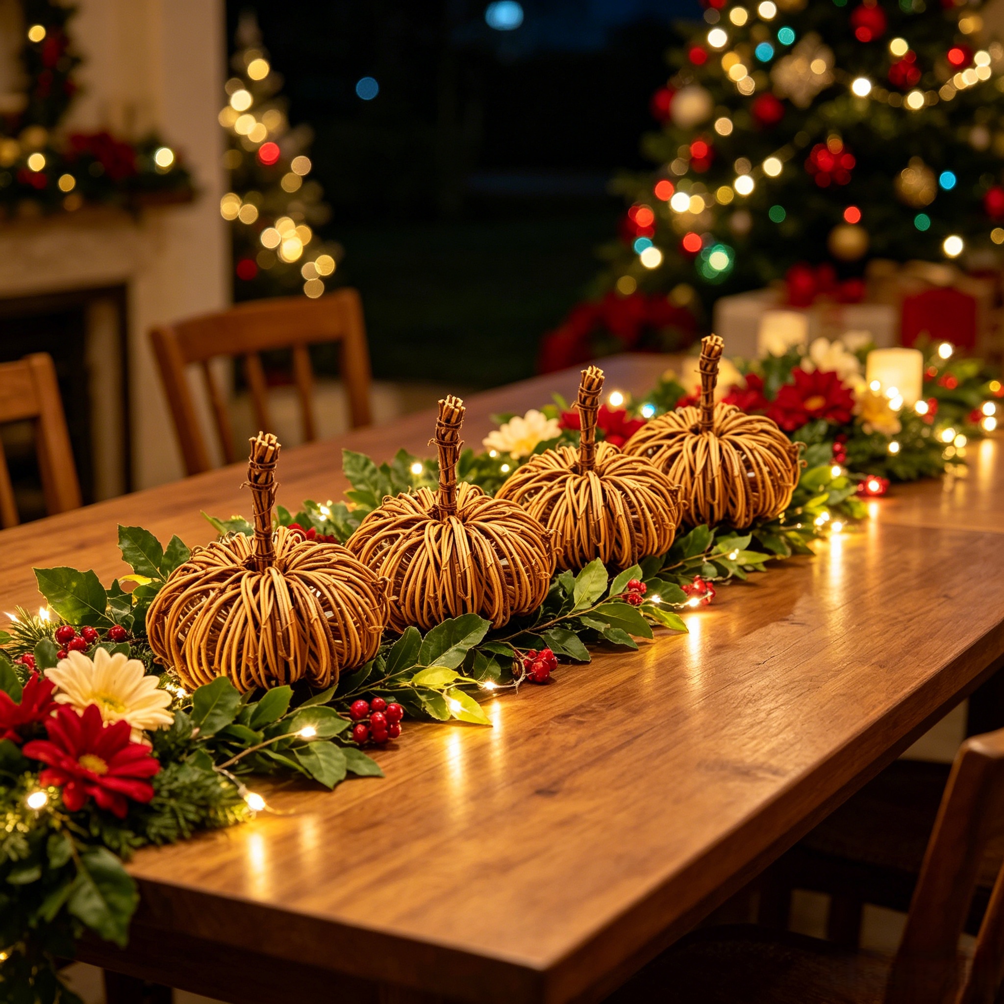 TEMU 4pcs Rattan Weaving Pumpkin Decorations, Handmade Pumpkin Furnish And Decorate, Festive Centerpieces For , Suitable For Halloween, Thanksgiving,