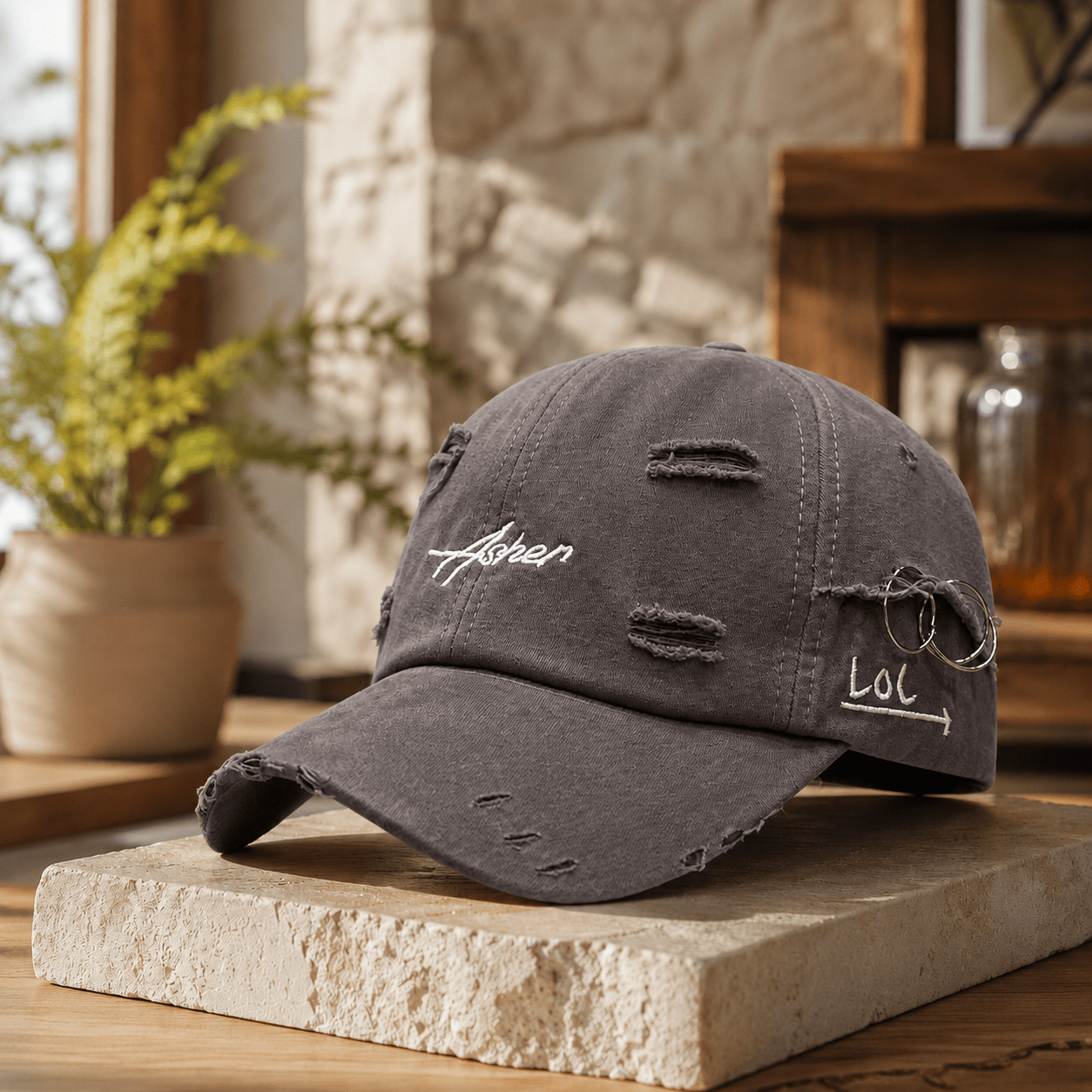 Unisex Retro Distressed Embroidered Baseball Cap, Comfortable Fit