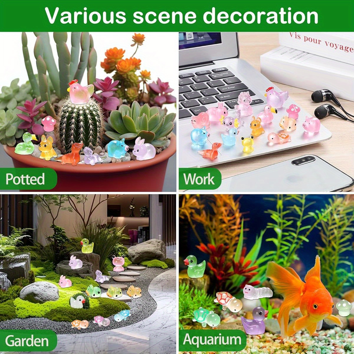 100pcs Mini Esin Animals, Tiny Animals To Hide Glow In The