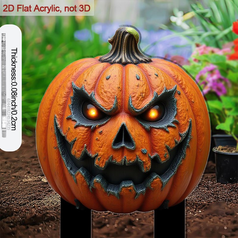 TEMU Zircolo piatto 2D in acrilico, Zucca con spettrale, per decorazioni da giardino e appassionati di Halloween