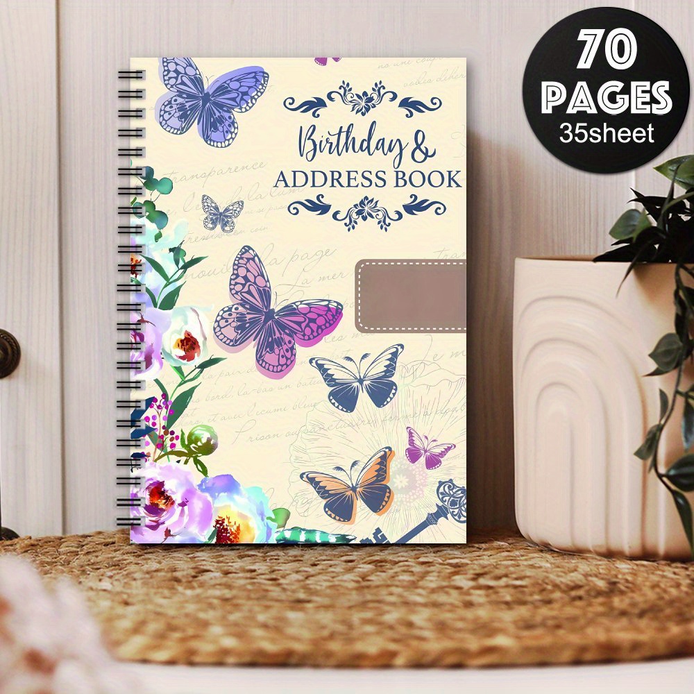TEMU 1pc Spiral Address Notebook - Vibrant & , 70 Pages - Easy-to-read Organizer For Birthdays, Anniversaries, Phone Numbers - Ideal For Home Or