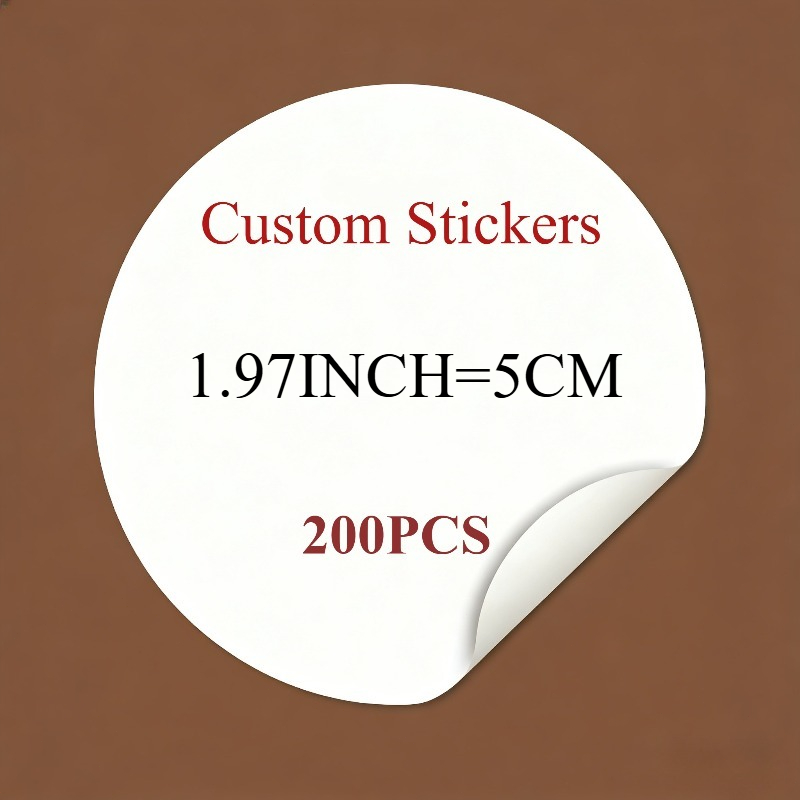 TEMU Custom Stickers And Stickers, 100/200pcs, 4/5/6/7/8/9/10cm Round Waterproof Logo Stickers, High-quality Personalized Pictures, Suitable For Gift