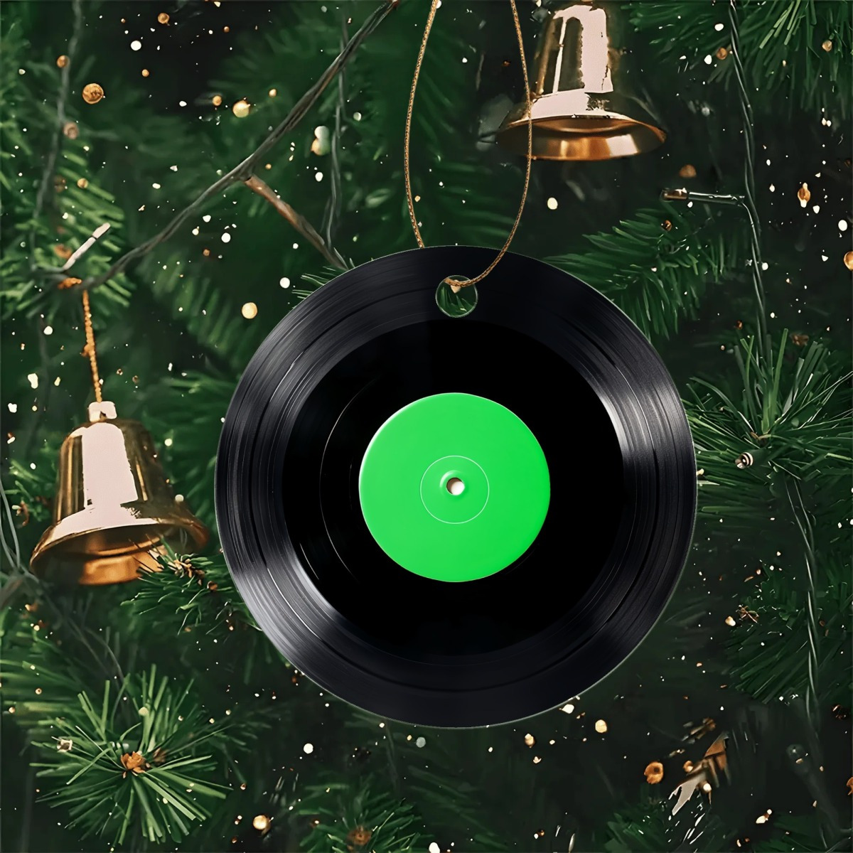 TEMU 2D Plat - 1 stuks Feestelijke Decoraties, Grasgroene Platte Acryl Kerstboom Ornamenten, Ronde Vakantie Decoratie, Herinneringskraal, Hangende