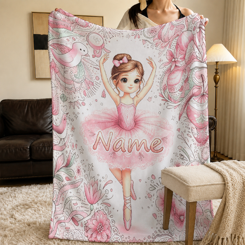 TEMU 1pc Custom Flannel Blanket Floral Name Design Customize Soft And Skin-friendly Flannel Thin Blanket Sofa Throw Blanket Rv Sofa Bed Office Nap