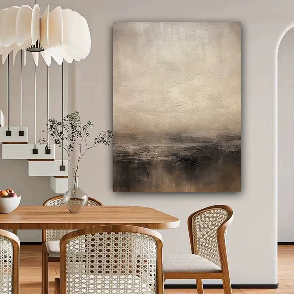 TEMU 1 Abstract Black, Rough Textured Hand-painted Oil Painting Canvas Art, Modern Minimalist Wall Decoration, Frameless, High-quality Texture, With