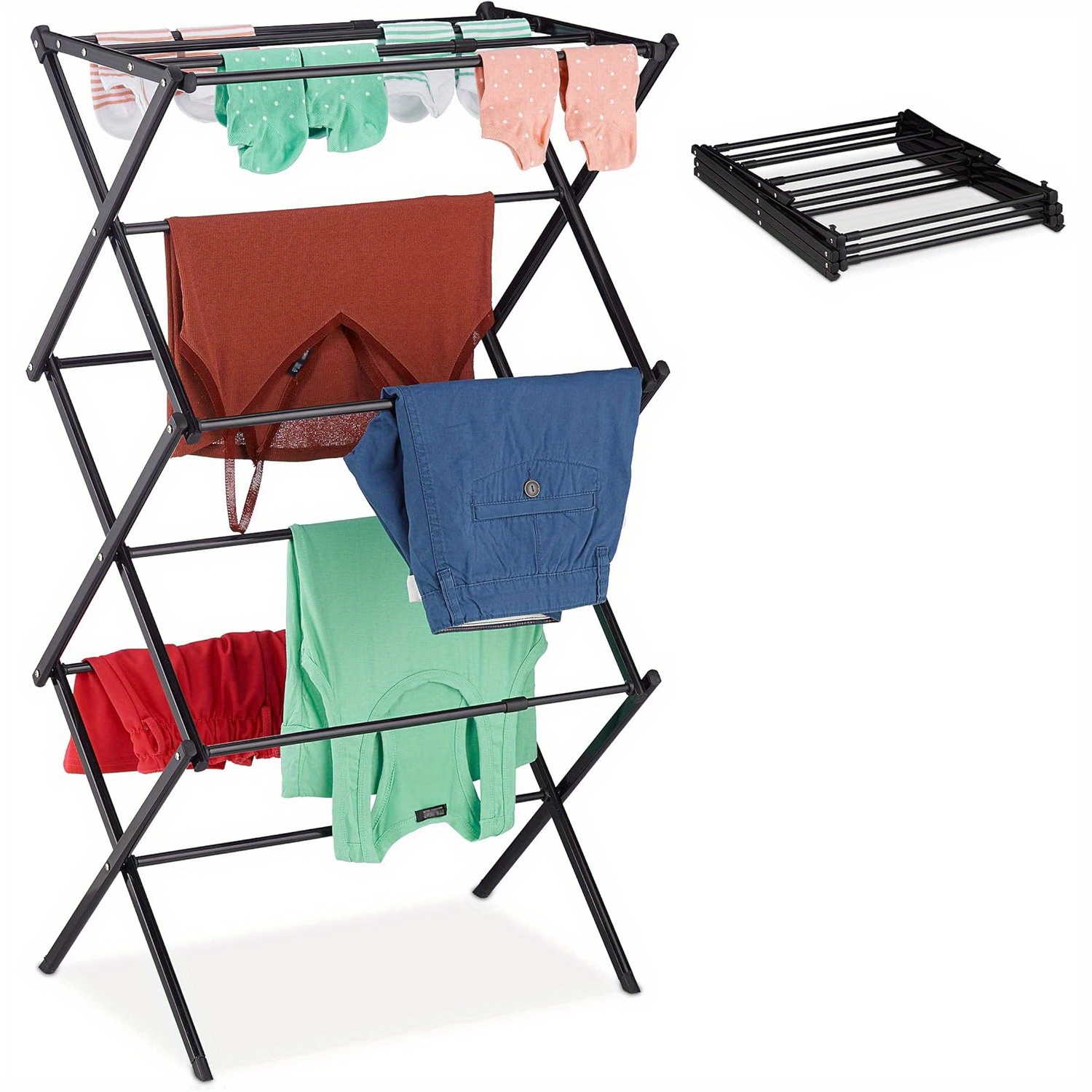 1pc Retractable Drying Rack With 11 Poles And 6 Tiers, Space- And Quick Installation, Drying Racks