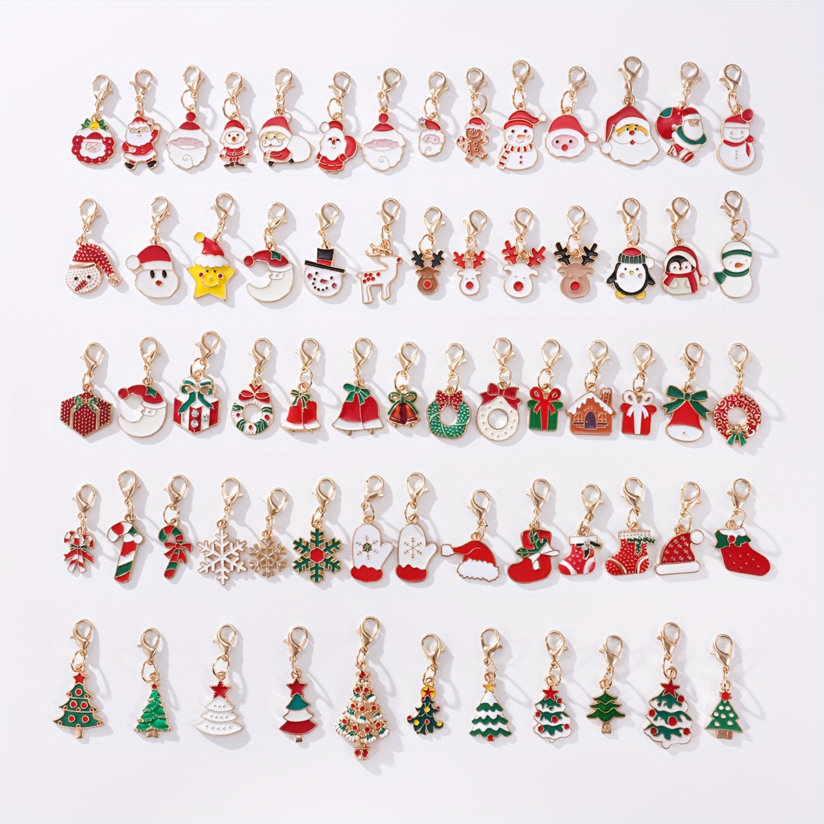 TEMU 30pcs Pack Christmas Keychains Suitable For & - Santa, Reindeer, Snowflake, Tree Pendants With Clasp - Holiday Favors, Bag Charms, Stocking