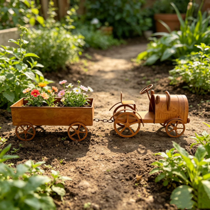 TEMU 錆び加工 錆びたブリキ製 トラクター型植木鉢、庭・バルコニー用多肉植物・観葉植物ー、屋内 デスクトップ 玄関収納 装飾オーナメント、中庭・テラス用ヴィンテージ造園アイテム ガーデニングギフト、レーション