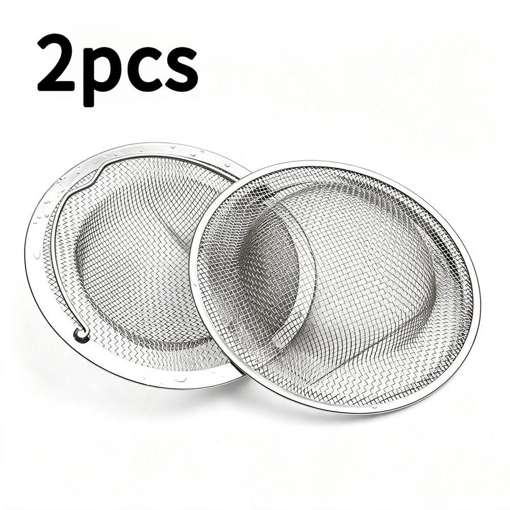 TEMU 2pcs Sink Strainers With Handle, Universal Kitchen Drain Strainers, Anti-clogging Food Residue Filters, Rust-proof, Durable And Easy To Extract,