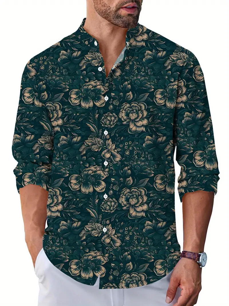 mens vintage floral shirt button long sleeve formal casual - Temu mens vintage floral shirt button long sleeve formal casual - Temu