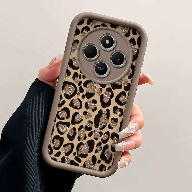 TEMU Phone Case: Leopard Print Pattern Fashionable Phone Case Suitable For Redmi 14c Tpu Protective Casing Shockproof Trendy Cover