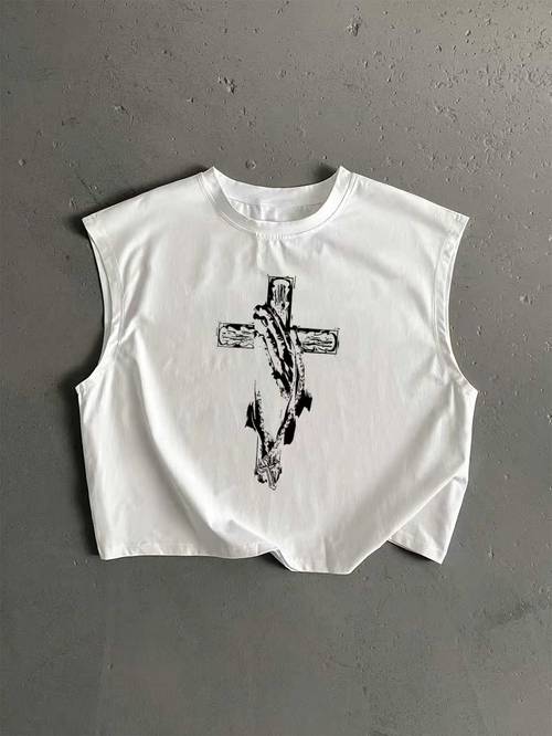 herren-streetwear, alltags-outfit im ins-stil, geschenk für freund/ehemann, jahrestagsgeschenk, modisches kurzes bedrucktes tanktop