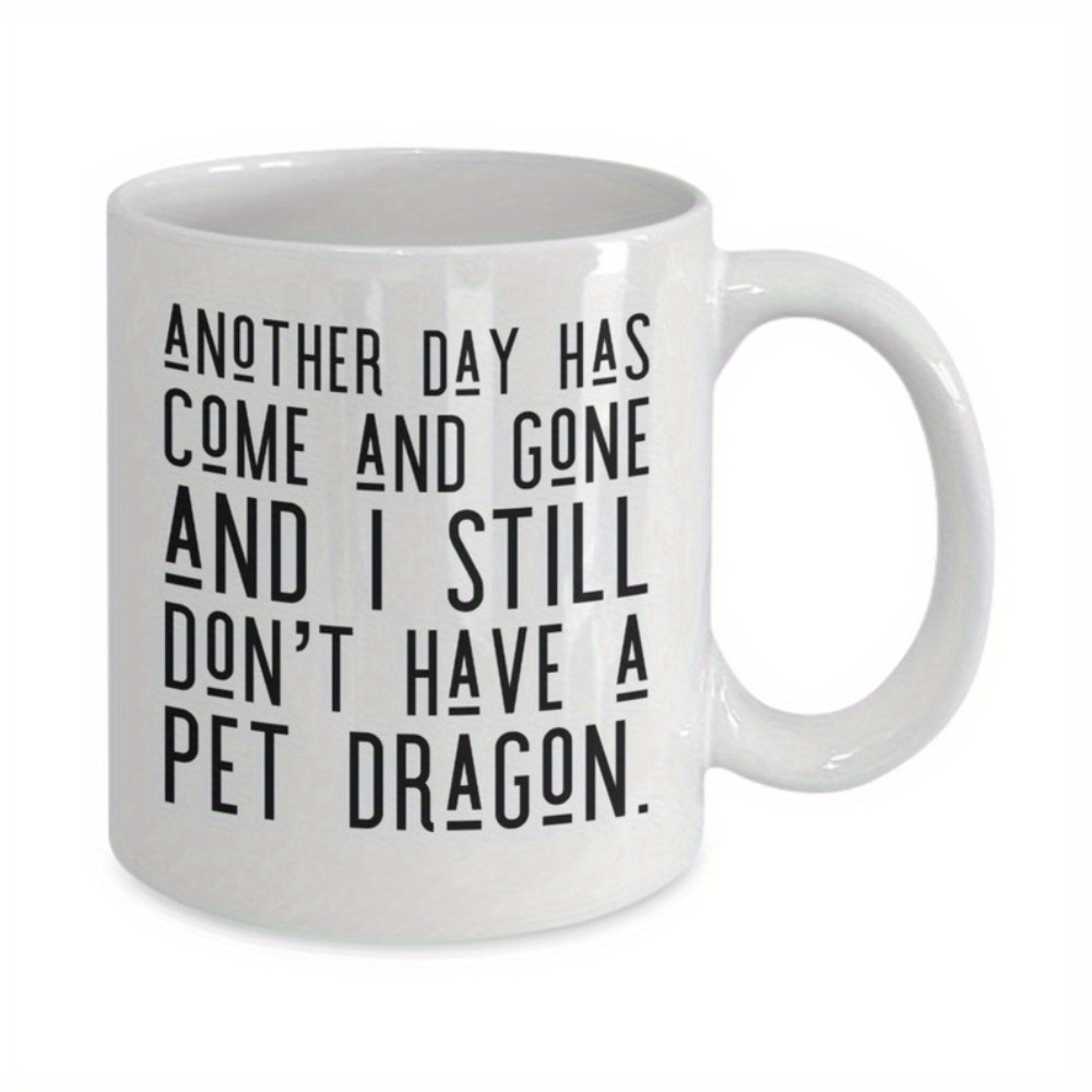 TEMU Pet Dragon Mug, Dragon Mug, White Fantasy Mug, Funny Dragon Mug, Mug, 11 Oz Cup For