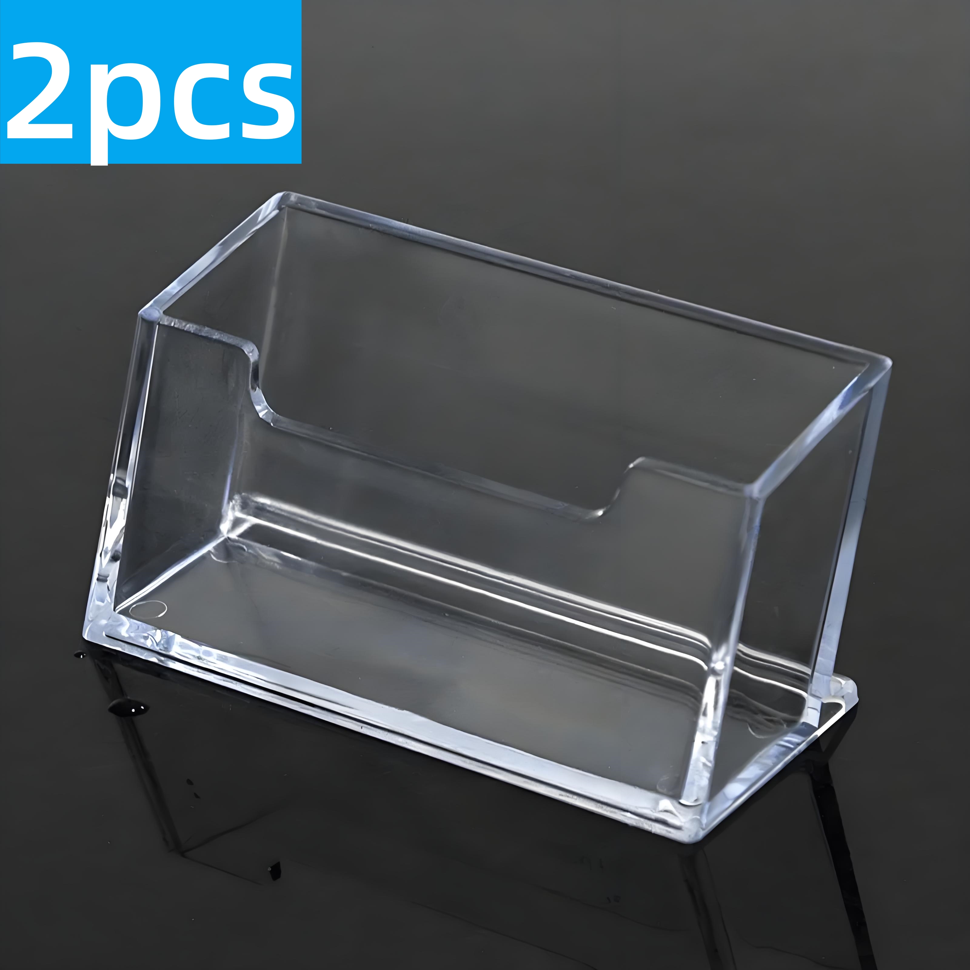 TEMU 2pcs Storage Boxes - Thickened Base For Storing Business Cards Cards Notes, Acrylic Desktop Card Stand, Storage Tool For Home And Office, Clear