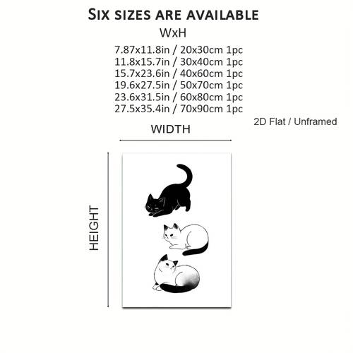 2d flat 2d flat 1pc unframed black cat wall art white cat art prints decorations sitting cat wall art happy halloween wall decor poster modern canvas paintings for living room bedroom cafe halloween posters home decor holiday gifts