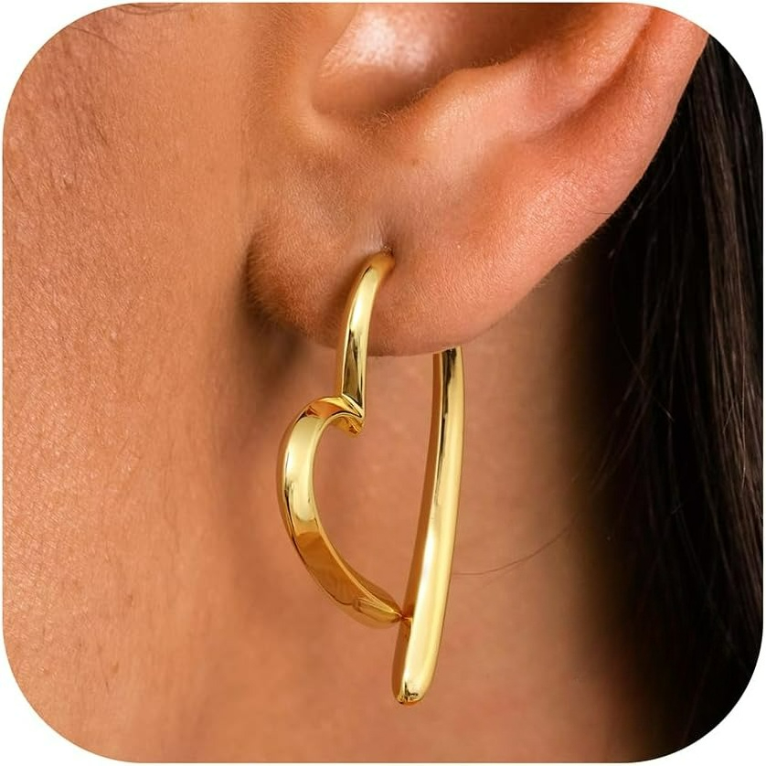 Image of 1pair 925 Sterling Silver Post Earrings For Women Heart Hoop Earrings Small Hoop Huggie Earrings Lightweight Sleeper Earrings Hoop Earrings For Women