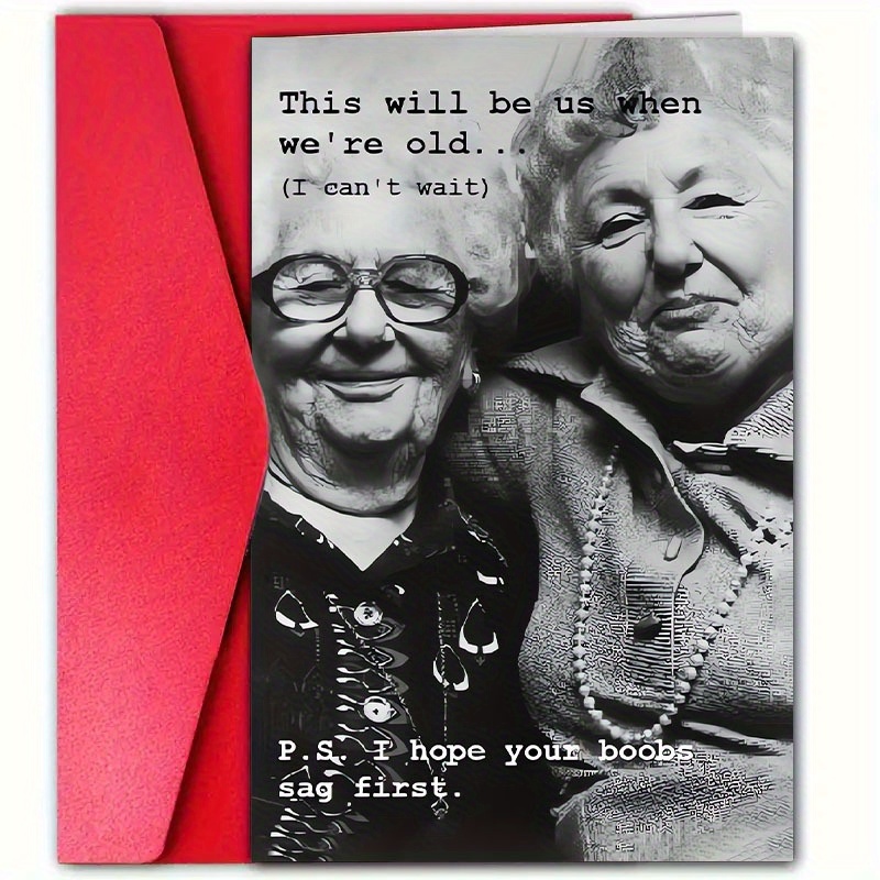 TEMU 1 Greeting Card + 1 Envelope. 2d Flat. Special Friendship Card, Suitable For Sisters, , Birthday Cards, Miss-you Cards, Thank-you Cards, Text,