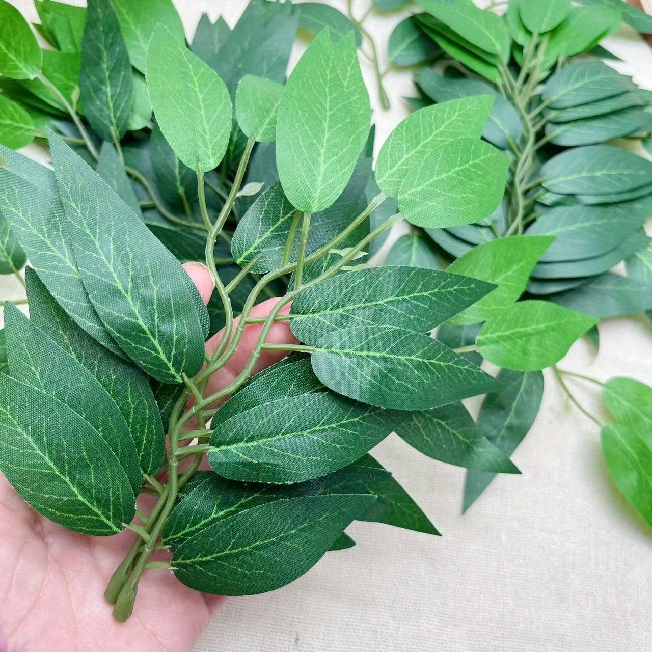 

18pcs Artificial Leaves , 7.28" Plastic Greenery For Home Decor, Diy Crafts, Wedding & Party Decoration, Tabletop Display, Seasonal - Decor For All Room Types