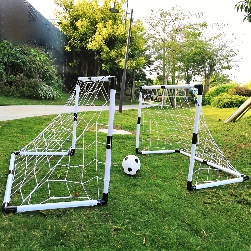 Folding soccer ball door frame, portable indoor/outdoor soccer net with detachable training equipment, birthday gift, PP material, white